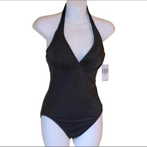 Black halter one‎ piece bathing suit SMALL